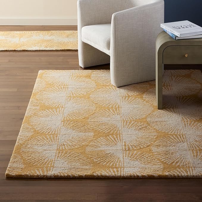 Nicole Miller New York Kendall Fluted Geo Handcrafted Area Rug, 100% Wool Rug, Gold, 3'x5'