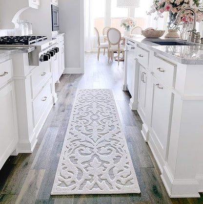My Texas House Lady Bird Area Rug 1.11x9.6 Vintage Traditional, Natural Grey