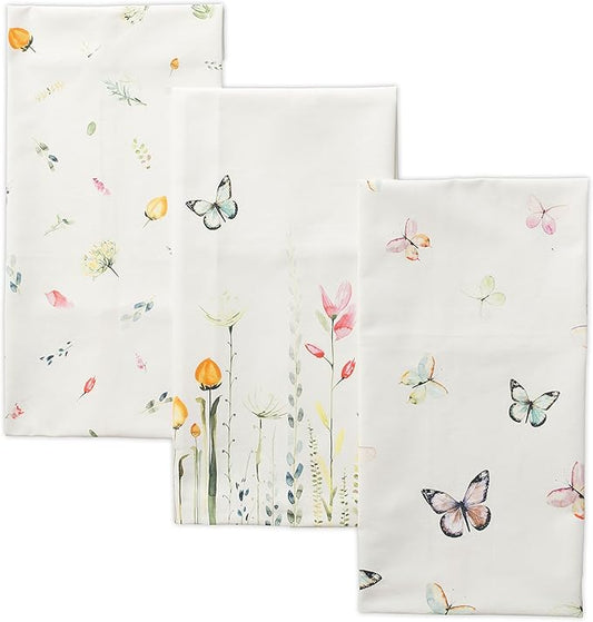 Maison d'Hermine Dish Towels 100% Cotton Absorbent Botanical Fresh Set of 3 Spring Summer