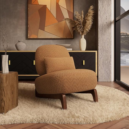 Morden Fort 3 Piece Boucle Sofa Set, Modern Upholstered Couch Set Durable Comfy Boucle Pet-Friendly, ArmlessChair & Arm Chair & 3-Seater Sofas Set for Living Room Bedroom Apartment, Toffee Orange