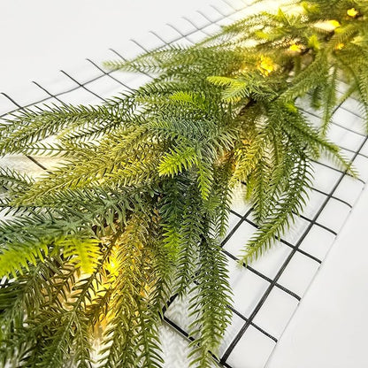 6 FT Artificial Christmas Norfolk Pine Garland, Real Touch Pine Garland with 20 LED Lights, Mixed with Noble Fir, ‌Heavier and Larger, Timer, Perfect for Table Window Mantel Indoor Outdoor