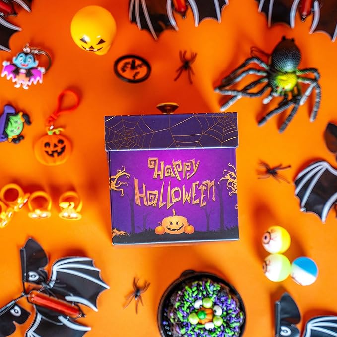 Send A Cake Wicked Halloween Explosion Gift Bundle – Spooky Surprise Box with Flying Bats, 3" Chocolate Witch Cauldron Cake, Music & Lights – Fun Halloween Treat for Kids & Adults