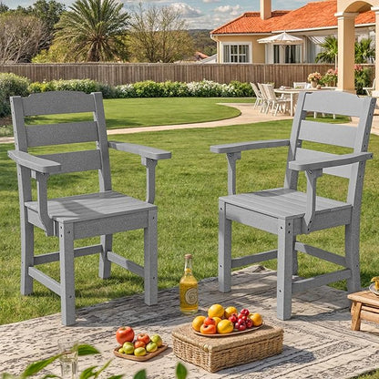YITAHOME HDPE Chairs Set of 2, Sturdy Patio Chair w/Max Bearing 330 LBS, All-Weather Outdoor Chairs for Terrace, Garden, Backyard, Poolside, Gray
