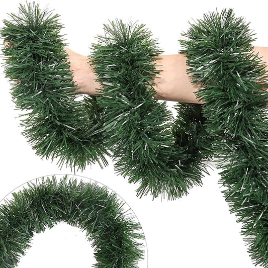50 Ft Christmas Garland Decor Artificial Greenery Pine Garlands Xmas Decorations for Fireplace Stairs Mantle Home Holiday Party Soft Green Garland Christmas Decoration Indoor Outdoor