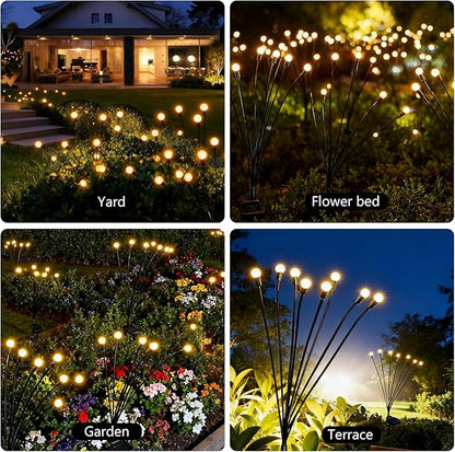 Solar Lights Outdoor Waterproof,6 Pack 48LED Solar Swaying Lights,Firefly Lights for Yard Patio Pathway Decoration,Unique Gardening Gifts for Women Holiday