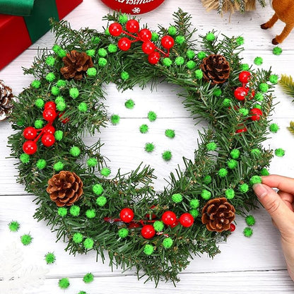 SEPGLITTER Christmas Pom Poms Balls, 1000 Pieces Light Green Glitter Pompoms Pom Poms for Crafts Making DIY Holiday Christmas Decorations Supplies (0.47inch/1.2cm )