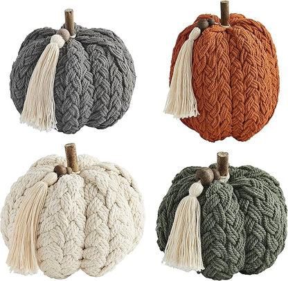 Mud Pie Braided Rope Pumpkin Sitter Decorative Object, Green