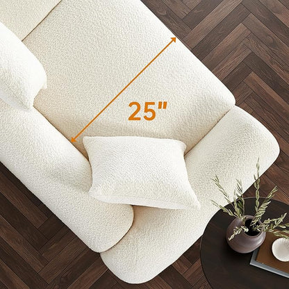 Morden Fort Boucle Armchair, Modern Upholstered Sofa Chair Wooden Leg with Durable Comfy Boucle Pet-Friendly 25'' Deep Seat & Pillow Couch Accent Chairs for Living Room Bedroom Reading, Toffee Orange