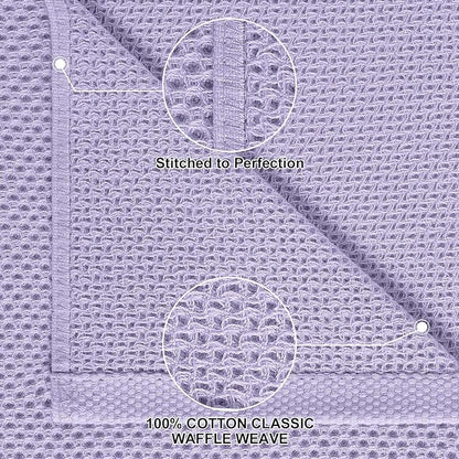 Homaxy 100% Cotton Kitchen Towels and Dishcloths Set, 12 x 12 Inches and 13 x 28 Inches, Set of 8 Bulk Kitchen Towels Set, Ultra Soft Absorbent Dish Cloths for Washing Dishes, Lavender