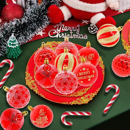 40PCS 2.36" Christmas Balls Ornaments, Plastic Christmas Tree Ornaments, Holiday Baubles, Hanging Decorations for Xmas Trees Holiday Party, Red Baubles