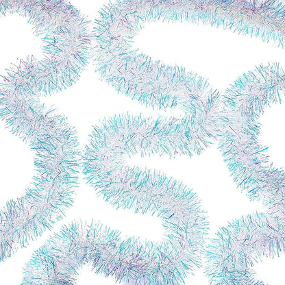 WILLBOND 50 ft Christmas Tinsel Garland Metallic Tinsel Twist Garland Christmas Tree Decorations New Year Wedding Birthday Hanging Decorations Party Supplies, 3 Inch(Iridescent)