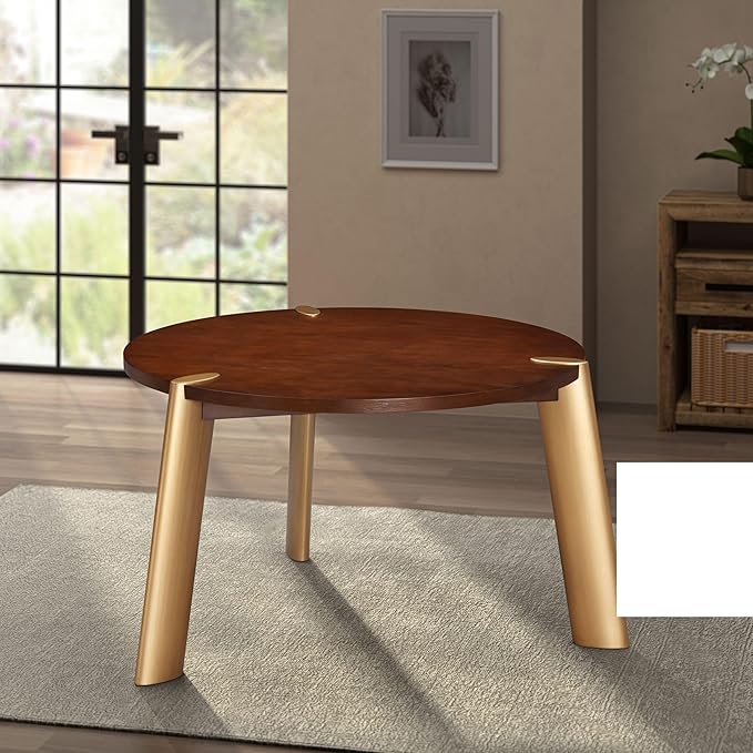 NTC Tribase 47 Inch Modern Design, Round Dinner Table for Dining Room, Living Room Furniture, Effortless Assembly, Dark Walnut