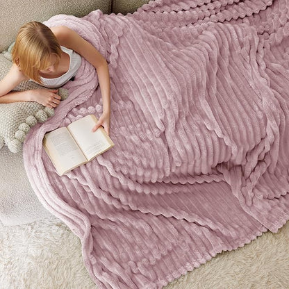Bedsure GentleSoft Pink Fleece Blanket for - Cozy Soft Blankets for Women, Cute Small Throws for Girls, 108x90 Inches