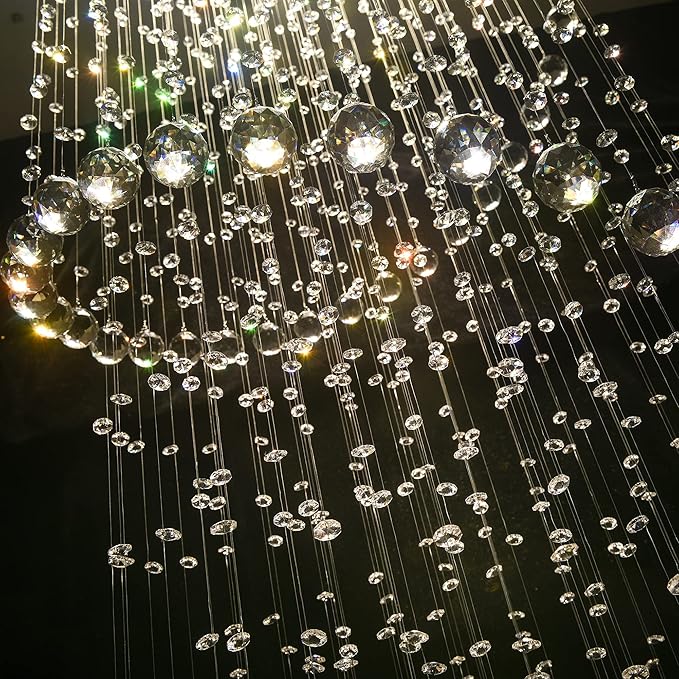 78 Inches Crystal Glam Chandelier Long Light Chandeliers with Dimmable Light Bulbs Silver High Ceiling Pendants Light Fixtures for Foyer Entryway Living Room Stair