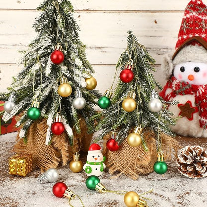 Jansun 60PCS Christmas Mini Balls Ornaments Miniature Xmas Tree Hanging Decorations Small Vintage Glitter Balls for Holiday Party Outdoor Indoor DIY Craft Decor Supplies (Matte Surface)