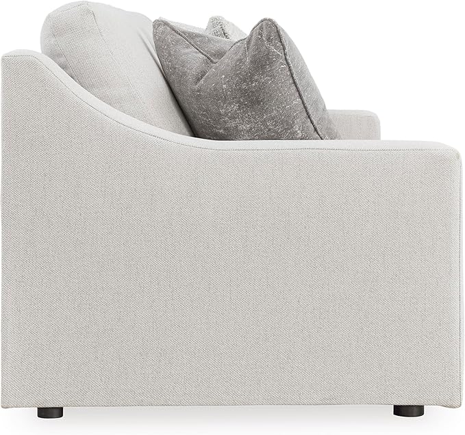 Signature Design by Ashley Maitelynn Contemporary Sofa with Accent Pillows, Reversible Cushions and Sloped Arms, Light Gray