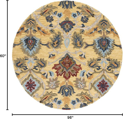 SAFAVIEH Blossom Collection Accent Rug - 4'6" x 6'6" Oval, Gold & Multi, Handmade Wool, Ideal for The Living Room, Bedroom, Dining Room (BLM402D-5OV)