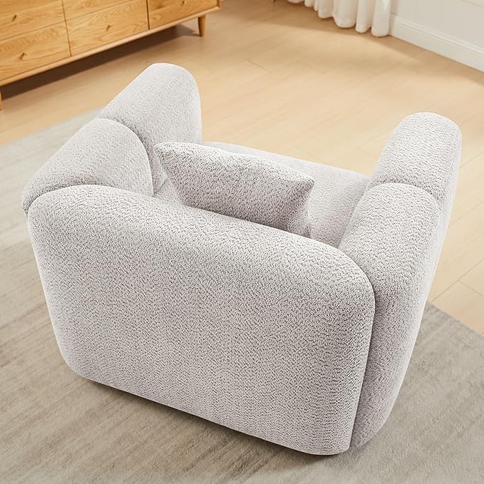 VANOMi Modular Sectional Sofa Set Oversized Cloud Couch with 95" Sofa & 42" Arm  chairs Living Room Furniture Set Boucle Upholstered Oversized Couch with Pillows Light Khaki 2 Sofas+1 Chair