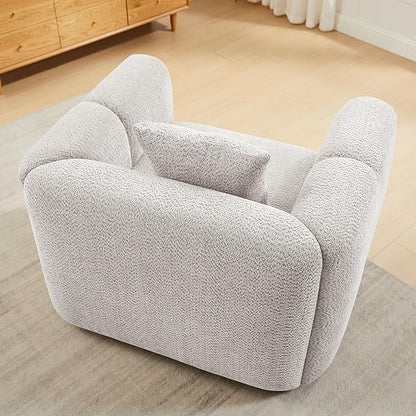 VANOMi Living Room Furniture Sets Include 95" Sofa & 42" Armchairs, Boucle Upholstered Oversized Couch with Pillows, Living Room Furniture Set for Bedroom Apartment (Light Khaki, 1 Sofa+1 Chair)