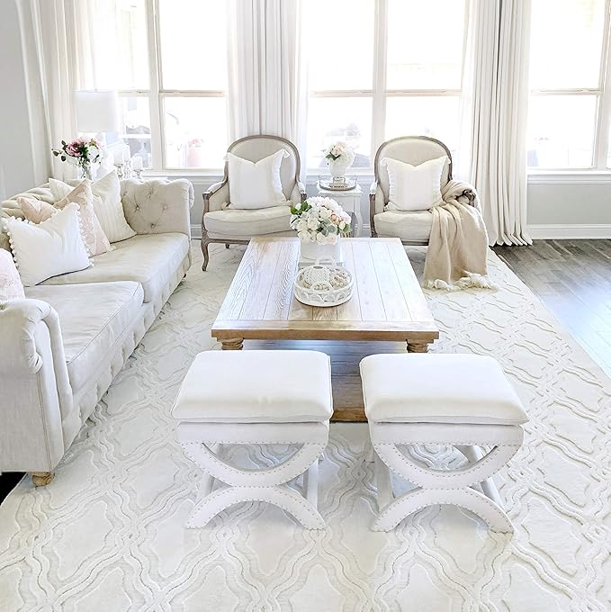 My Texas House Cotton Blossom Area Rug 7.9x10.10 Indoor Outdoor, Natural