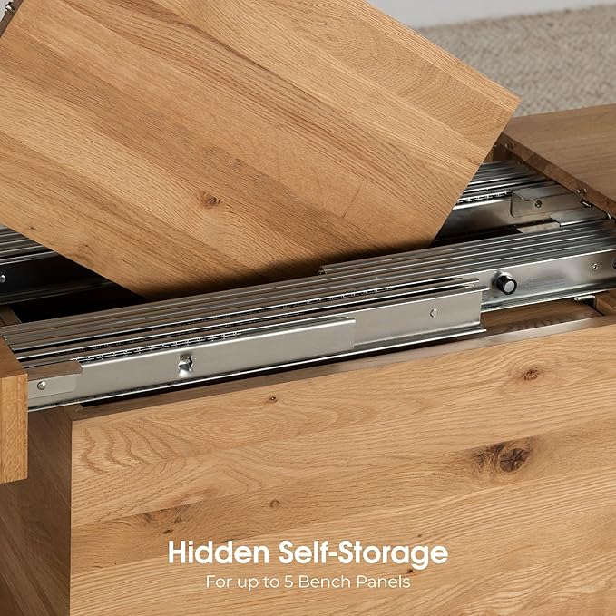 Transformer Table Expandable Dining Table for 2 to 12, Solid Wood Extendable Kitchen Table, Space-Saving Furniture, Small to Large Adjustable Dinner Table with Bench (Natural, Table + Bench)