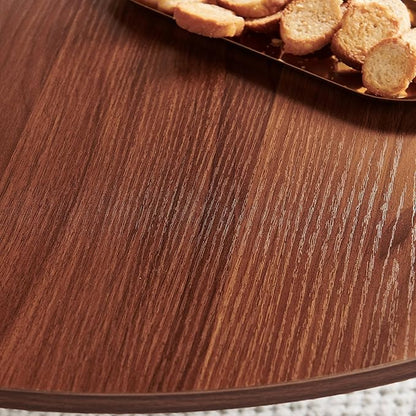 Saint Mossi Glass Round Coffee Table for Living Room, Middle-Century Modern Style, Coffee Brown Glass Top & Walnut Brown MDF Wood Top, with Gold Finish Legs & Frame