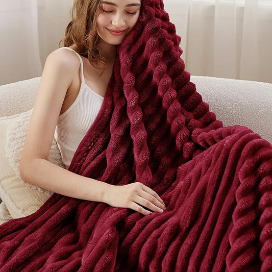 Bedsure GentleSoft Deep Red Fleece Blanket for - Cozy Soft Blankets for Women, Cute Small Throws for Girls, 60x80 Inches