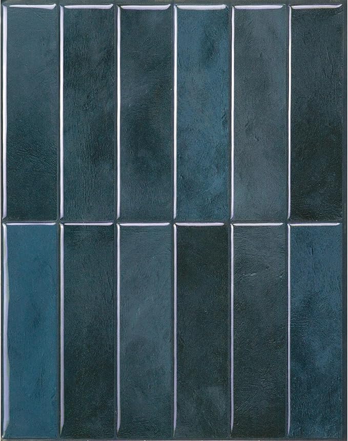 Smart Tiles Peel and Stick Backsplash - 5 Sheets of 11.43 x 9 - 3D Adhesive Peel and Stick Tile Backsplash for Kitchen, Bathroom, Wall Tile Agadir Blue