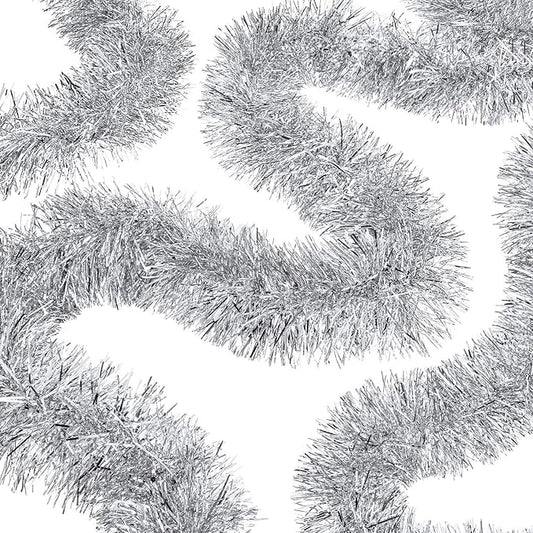 WILLBOND 50 ft Christmas Tinsel Garland Metallic Tinsel Twist Garland Christmas Tree Decorations New Year Wedding Birthday Hanging Decorations Party Supplies, 3 Inch(Silver)