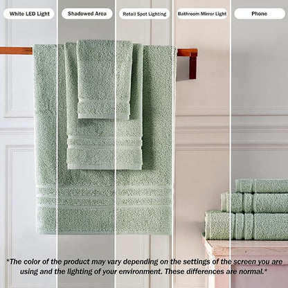 Hammam Linen Washcloth Set Premium Original Turkish Cotton Hotel Quality Bath Towels Face Hand, Green
