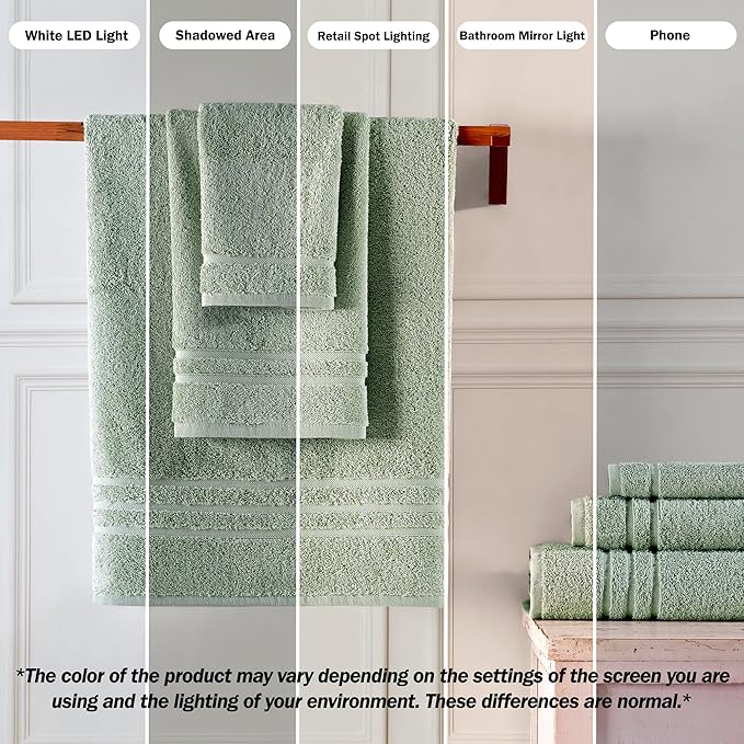 Hawmam Linen 6 Piece Bath Towels Set for Bathroom Original Turkish Cotton Soft Absorbent and Premium Bath Towels Hand Towels, Green