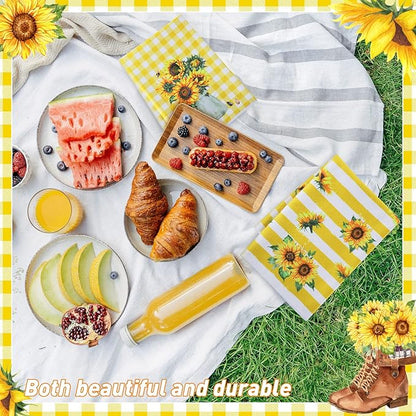Oudain Kitchen Dish Towels Set of 6 Sunflower Absorbent Tea Towels Decorative Reusable Towels Housewarming Gift