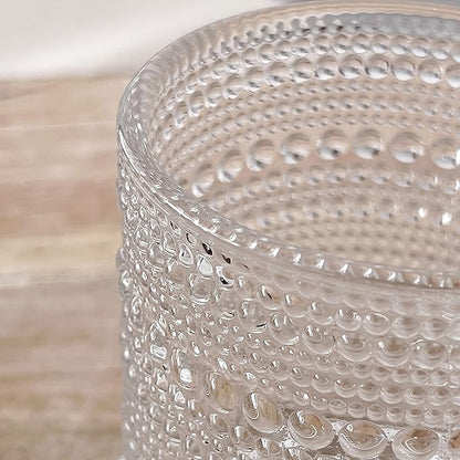 Kate Aspen Beaded Drinking Glasses Set of 6, 10 oz Retro Vintage Glassware - Boho Cocktail Water Juice Glasses, Hostess or Housewarming Gift