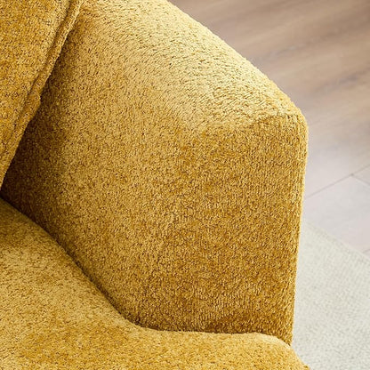 125'' Modern Curved Cloud Sofa Luxury Living Room 5 Seater Combo Sofa Cloud Curve Design Mid Century Upholstered Sofa with Ottoman for Living Room Bedroom Apartment (Boucle, Yellow)