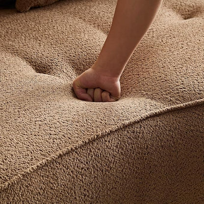 109" Modern Curved Sofa Sectional Couch, Luxury Comfy Boucle Upholstered Couches, Oversized 3 Seater Minimalist Deep Seat Modular Sofas for Living Room,Bedroom, Home Office, Apartment,Camel