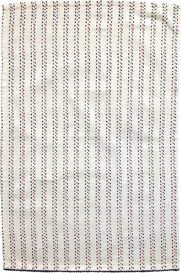 TARAN LIVING Printed Kitchen Dish Bar and Tea Towels Cotton, 18x28 inch with Trims, Cotton Dish Towel Sets (White & Peach, Set of 4)