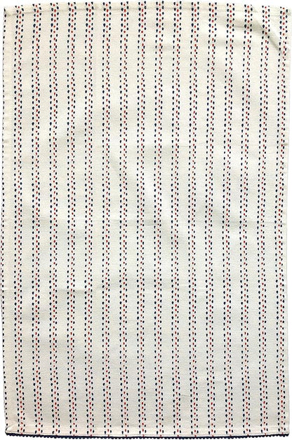 TARAN LIVING Printed Kitchen Dish Bar and Tea Towels Cotton, 18x28 inch with Trims, Cotton Dish Towel Sets (White & Peach, Set of 4)