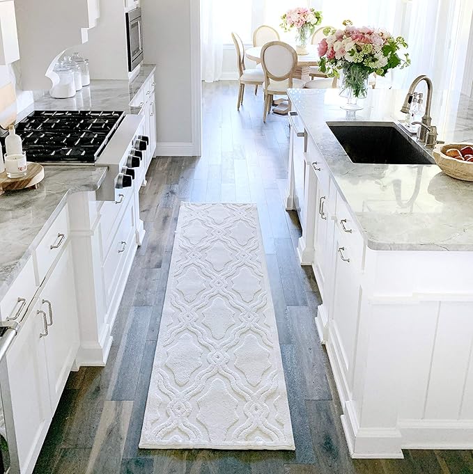 My Texas House Cotton Blossom Runner Rug 1.11x7.6 Indoor Outdoor, Natural