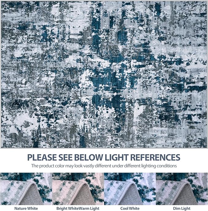 6x9 Area Rugs for Living Room Rug Washable: Abstract Rug for Dining Room Bedroom Carpet Non Slip 6 by 9 Indoor Modern Nursery Home Office Navy Grey