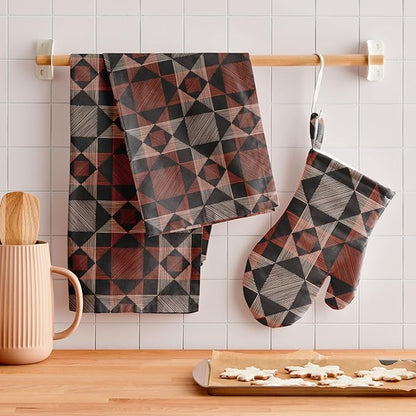 Minted Sketched Quilt Tea Towels Cotton Kitchen Towels Decorative with Hanging Loop Set of 2