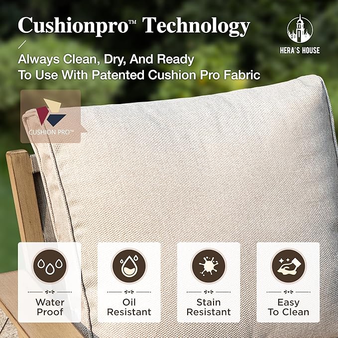 HERA'S HOUSE Patio Furniture Set 5-Piece, Metal Outdoor Conversation Set with Wood Grain Finish, 2 x Swivel Chair, 1 x 3-Seat Outdoor Chair, 2 x Multi-Functional Table for Garden Deck Backyard