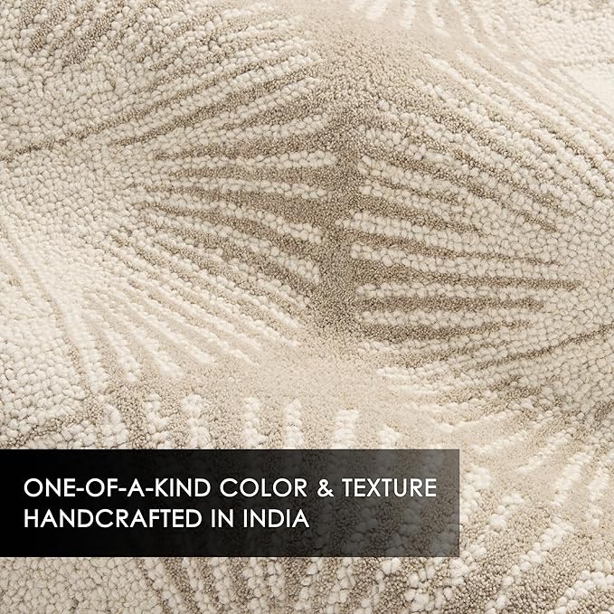 Nicole Miller New York Kendall Fluted Geo Handcrafted Runner Area Rug, 100% Wool Rug, Taupe, 2'5"x7"