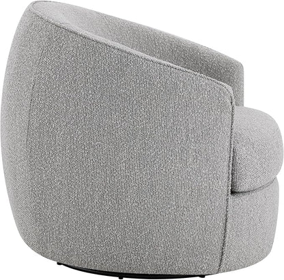 CHITA Swivel Barrel Chair, Modern Comfy FSC Certified Upholstered Boucle Accent Chair for Living Room, Fully Assembled, Light Grey