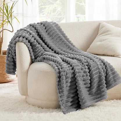 Bedsure GentleSoft Frost Gray Fleece Blanket for - Cozy Soft Blankets for Women, Cute Small Throws for Girls, 50x60 Inches