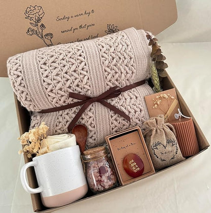Get Well Soon Gift Baskets for Women - Earth Tone Self Care Package - After Surgery, Sympathy Gifts for Loss of Loved One, Thinking of You/Mothers Day/Grief/Bereavement/Miscarriage Gifts for Women