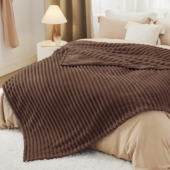 Bedsure GentleSoft Fondue Fudge Fleece Blanket for - Cozy Soft Blankets for Women, Cute Small Throws for Girls, 108x90 Inches