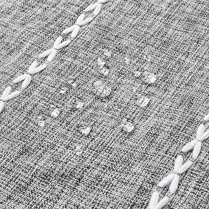 MitoVilla Dark Grey Farmhouse Shower Curtain Set 72 x 78, Boho 78 inch Long Polyester Linen Tassel Fabric Shower Curtain Set for Chic Cottagecore French Rustic Bathroom Decor, Charcoal Grey