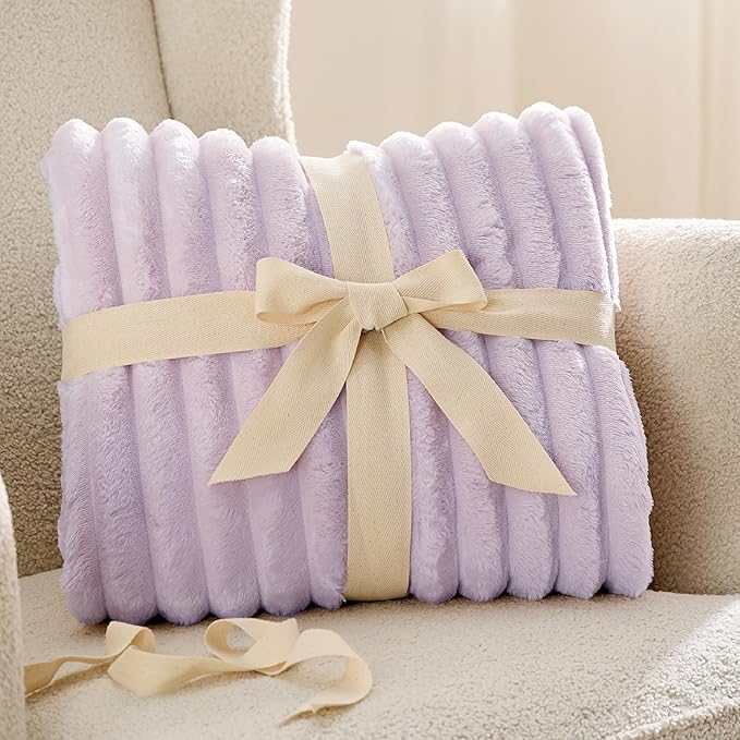 Bedsure GentleSoft Lavender Fog Fleece Blanket for - Super Soft Cozy King Blankets for Women, Cute Small Blanket for Girls, 108x90 Inches
