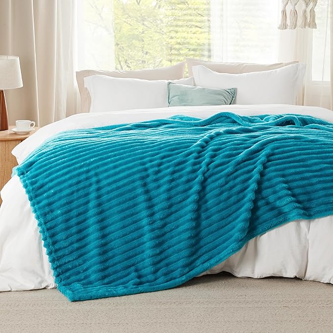 Bedsure GentleSoft Teal Fleece Blanket for - Cozy Soft Blankets for Women, Cute Small Throws for Girls, 90x90 Inches