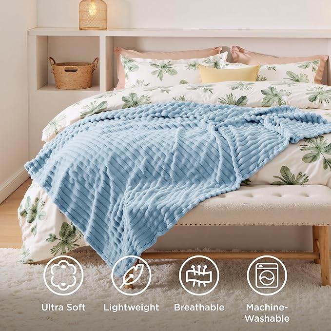 Bedsure GentleSoft Blue Twin XL Blanket for Bed - Cozy Soft Blankets for Women, Cute Small Fleece Throws for Girls, Birthday Gifts for Women Decor Gifts, Light Blue, 66x90 Inches